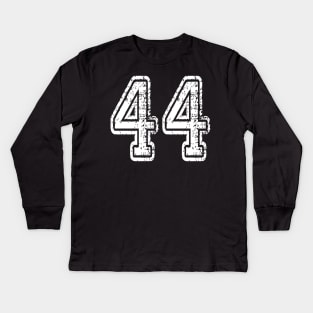 Number 44 Grungy in white Kids Long Sleeve T-Shirt